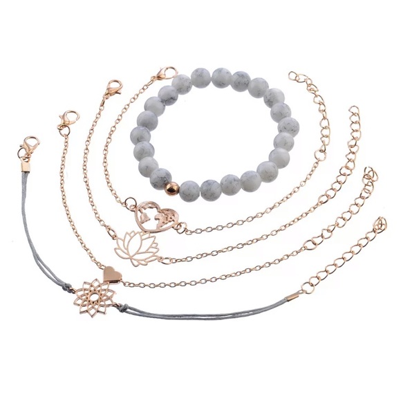 Gray And Gold Stackable Bracelets - Picture 2 of 7